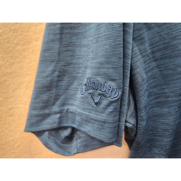 Callaway Opti-Dri Golf Polo Shirt Men's XL Blue Stripe‎ Short Sleeve Embroidered - Picture 4 of 8